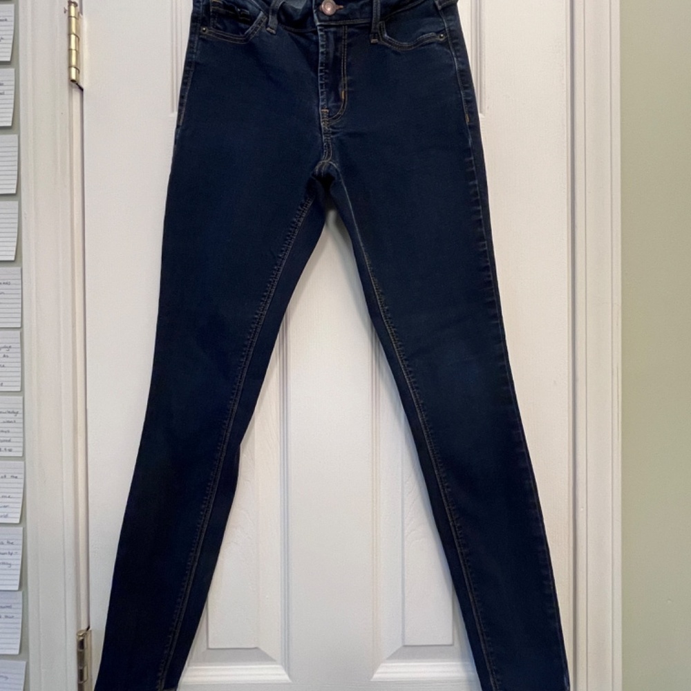 Dark Wash Old Navy MidRise Rockstar Super Skinny 26" Inseam Size 00